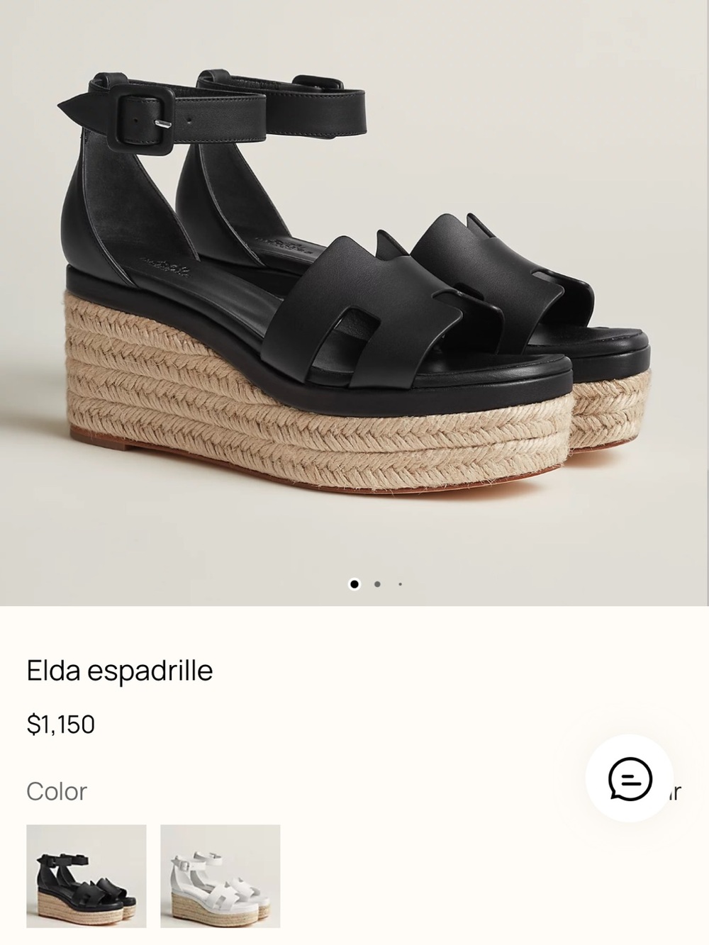 Hermes Black Elda Espadrille Platform Sandal
